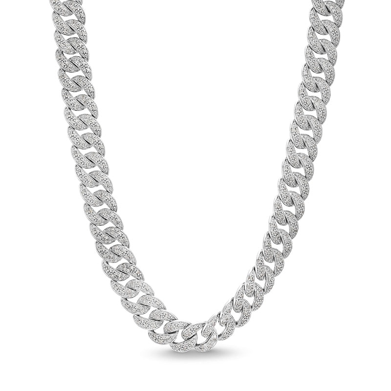Main Image 1 of Previously Owned - 5 CT. T.W. Diamond Cuban Curb Chain Necklace in Sterling Silver - 22"