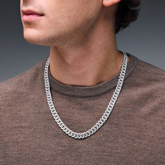 Previously Owned - 5 CT. T.w. Diamond Cuban Curb Chain Necklace in Sterling Silver - 22"