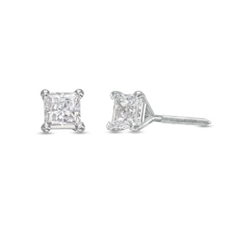 Previously Owned - 1/2 CT. T.W. Princess-Cut Lab-Grown Diamond Solitaire Stud Earrings in 14K White Gold (F/SI2)