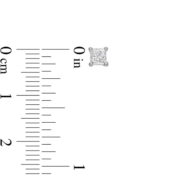 Previously Owned - 1/2 CT. T.w. Princess-Cut Lab-Grown Diamond Solitaire Stud Earrings in 14K White Gold (F/Si2)