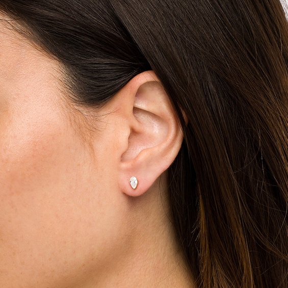 Previously Owned - 1/2 CT. T.w. Pear-Shaped Lab-Grown Diamond Solitaire Stud Earrings in 14K Gold (F/Si2)
