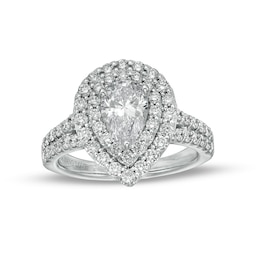 Previously Owned - Vera Wang Love Collection 2 CT. T.W. Lab-Grown Diamond Double Frame Engagement Ring in 14K White Gold