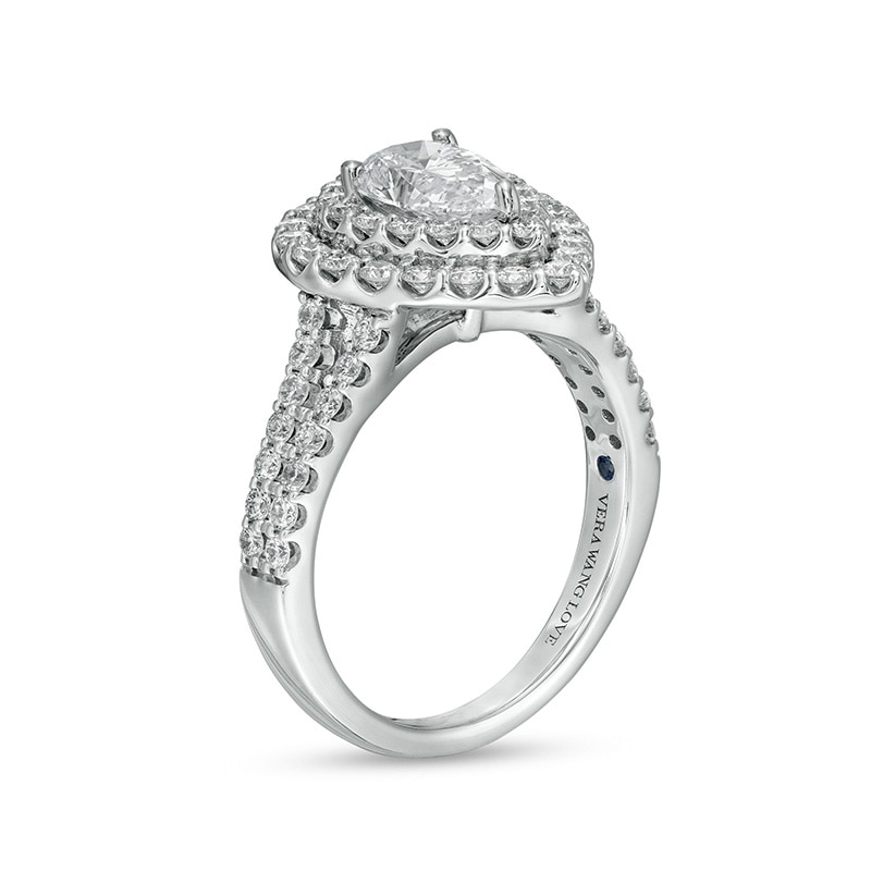 Main Image 3 of Previously Owned - Vera Wang Love Collection 2 CT. T.W. Lab-Grown Diamond Double Frame Engagement Ring in 14K White Gold