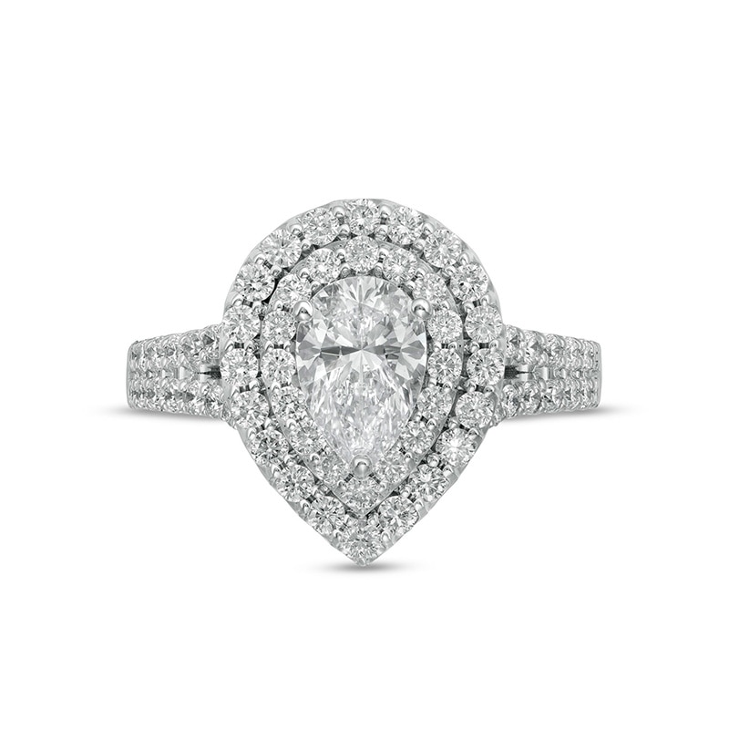Main Image 4 of Previously Owned - Vera Wang Love Collection 2 CT. T.W. Lab-Grown Diamond Double Frame Engagement Ring in 14K White Gold