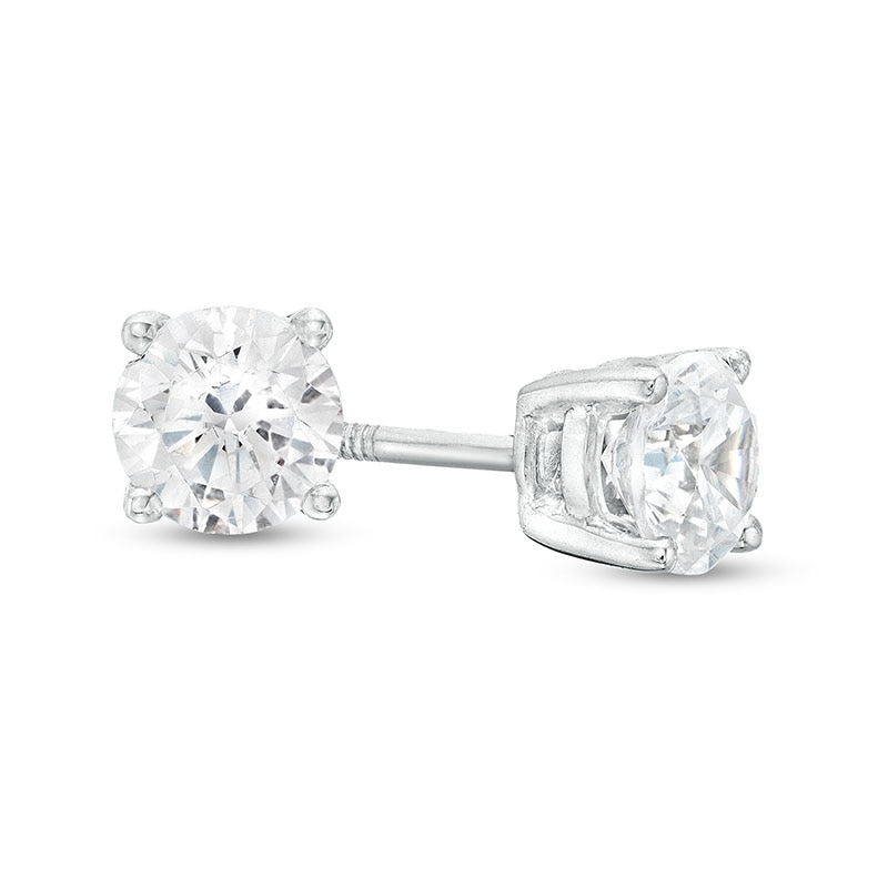 Main Image 1 of Previously Owned - 3/4 CT. T.W. Lab-Grown Diamond Solitaire Stud Earrings in 14K White Gold (F/SI2)