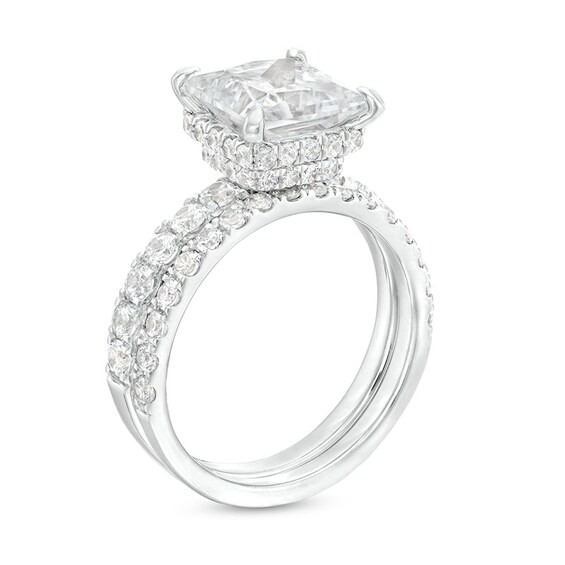 Previously Owned - 3 CT. T.w. Princess-Cut Lab-Grown Diamond Bridal Set in 14K White Gold (I/Si2)