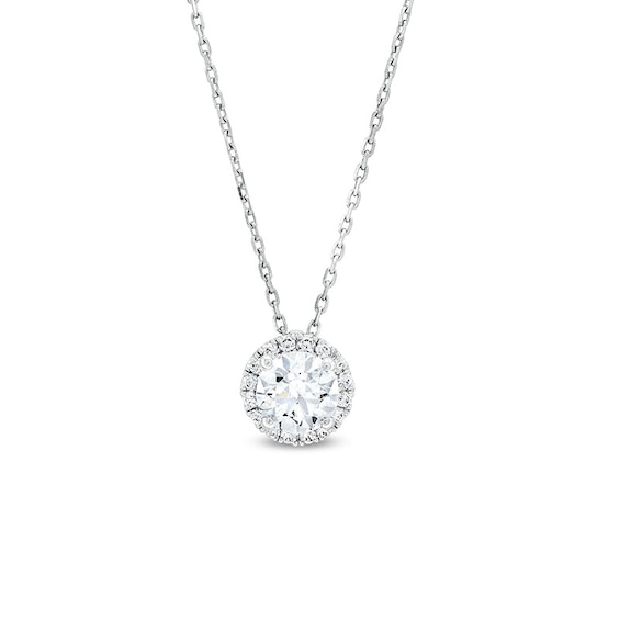 Previously Owned - 1-1/8 CT. T.w. Lab-Grown Diamond Solitaire Framed Pendant in 14K White Gold (F/Si2)