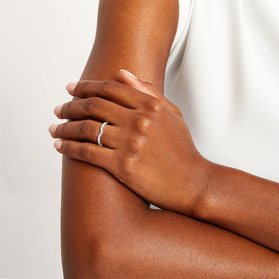 Previously Owned - 3/8 CT. T.w. Lab-Grown Diamond Contour Anniversary Band in 14K White Gold (F/Vs2)