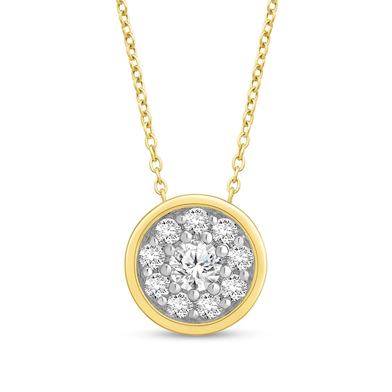 Previously Owned - 1/4 CT. T.w. Lab-Grown Multi-Diamond Bezel-Look Necklace in 14K Gold (F/Si2)