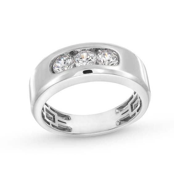 Previously Owned - 1 CT. T.w. Lab-Grown Diamond Three Stone Band in 10K White Gold (I/Si2)