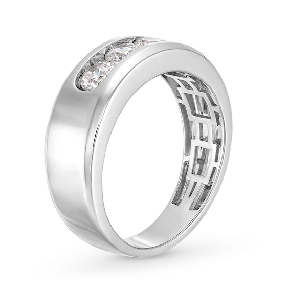 Previously Owned - 1 CT. T.w. Lab-Grown Diamond Three Stone Band in 10K White Gold (I/Si2)