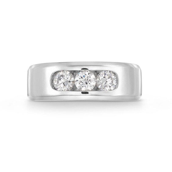 Previously Owned - 1 CT. T.w. Lab-Grown Diamond Three Stone Band in 10K White Gold (I/Si2)