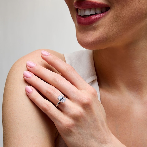 Previously Owned - 3 CT. Oval Lab-Grown Diamond Solitaire Engagement Ring in 14K White Gold (F/Vs2)