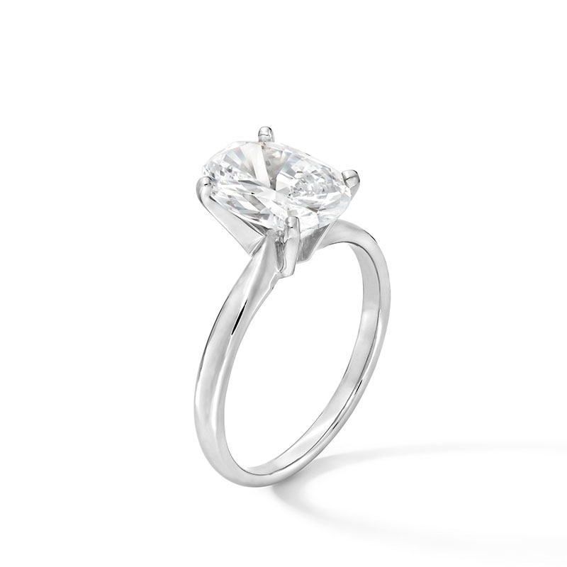 Main Image 3 of Previously Owned - 3 CT. Oval Lab-Grown Diamond Solitaire Engagement Ring in 14K White Gold (F/VS2)