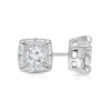 Thumbnail Image 1 of Previously Owned - 1 CT. T.W. Baguette and Round Lab-Grown Diamond Cushion Frame Stud Earrings in 10K White Gold (I/SI2)