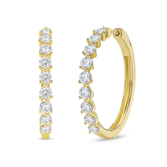 Previously Owned - 2 CT. T.w. Lab-Grown Diamond Hoop Earrings in 10K White Gold (I/I1)