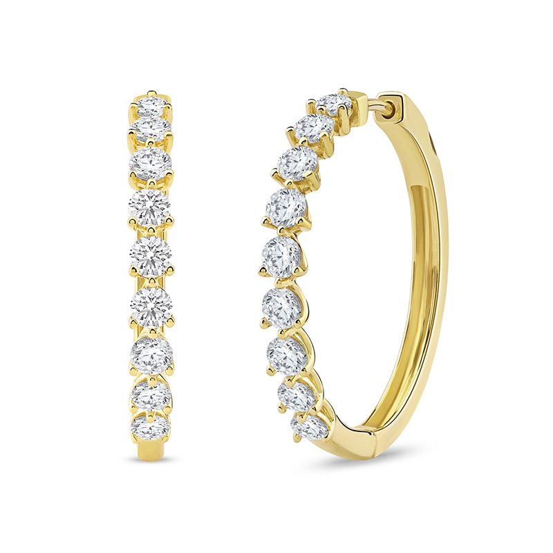 Main Image 1 of Previously Owned - 2 CT. T.W. Lab-Grown Diamond Hoop Earrings in 10K White Gold (I/I1)