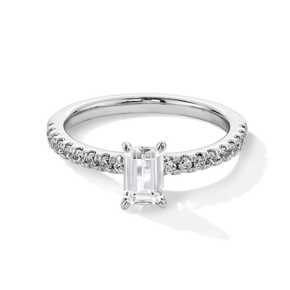 Previously Owned - 1 CT. T.w. Emerald-Cut Lab-Grown Diamond Engagement Ring in 14K White Gold (F/Si2)
