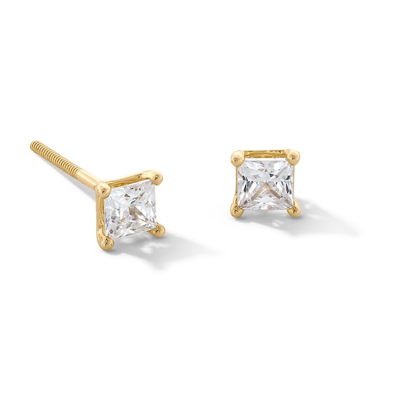 Previously Owned - 1/2 CT. T.w. Princess-Cut Lab-Grown Diamond Solitaire Stud Earrings in 14K Gold (F/Si2)