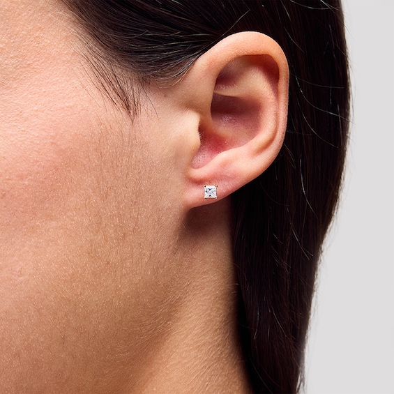 Previously Owned - 1/2 CT. T.w. Princess-Cut Lab-Grown Diamond Solitaire Stud Earrings in 14K Gold (F/Si2)