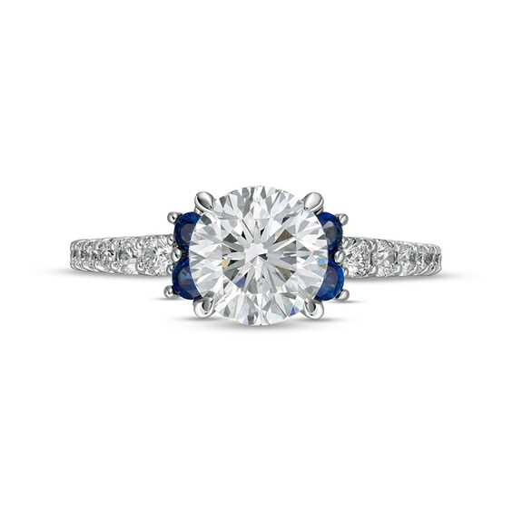 Previously Owned - Vera Wang Love Collection 1-3/4 CT. T.w. Lab-Grown Diamond and Sapphire Ring in 14K White Gold
