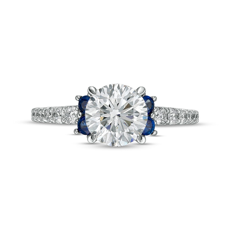 Main Image 4 of Previously Owned - Vera Wang Love Collection 1-3/4 CT. T.W. Lab-Grown Diamond and Sapphire Ring in 14K White Gold