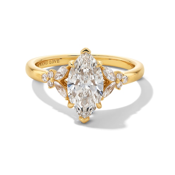 Previously Owned - Vera Wang Love Collection 1-7/8 Ctw. Marquise Lab-Grown Diamond Floral Engagement Ring in 14K Gold