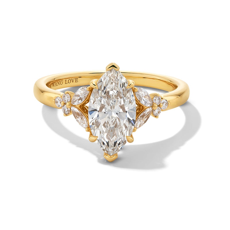 Main Image 1 of Previously Owned - Vera Wang Love Collection 1-7/8 CTW. Marquise Lab-Grown Diamond Floral Engagement Ring in 14K Gold