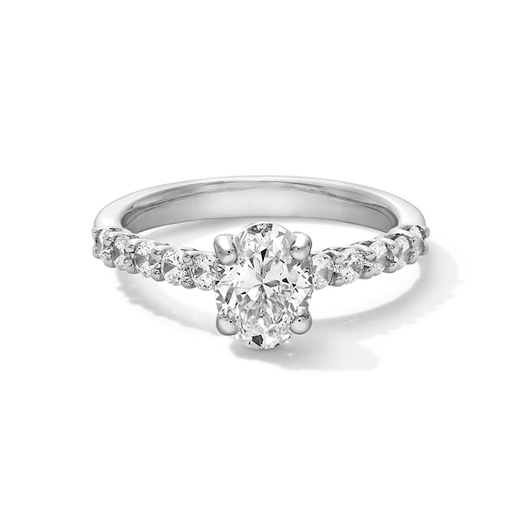 Previously Owned - 1-1/2 CT. T.w. Oval Lab-Grown Diamond Engagement Ring in 14K White Gold (I/Si2)