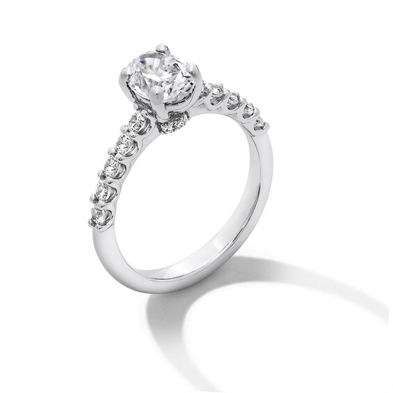 Previously Owned - 1-1/2 CT. T.w. Oval Lab-Grown Diamond Engagement Ring in 14K White Gold (I/Si2)