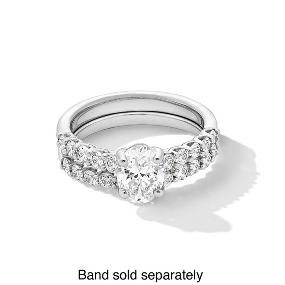 Previously Owned - 1-1/2 CT. T.w. Oval Lab-Grown Diamond Engagement Ring in 14K White Gold (I/Si2)