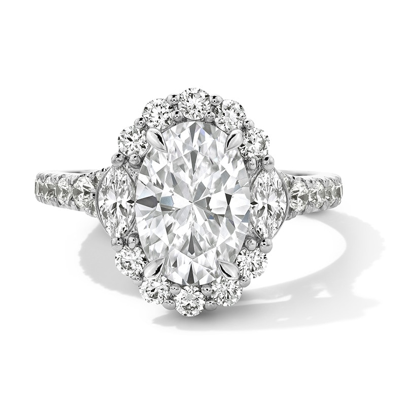 Main Image 1 of Previously Owned - Vera Wang Love Collection 3 CT. T.W. Oval Lab-Grown Diamond Engagement Ring in 14K White Gold
