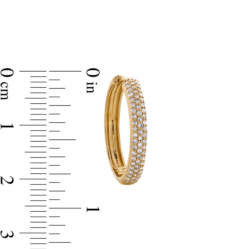 Main Image 3 of Previously Owned - 1/2 CT. T.W. Lab-Grown Diamond Pavé Triple Row Hoop Earrings in 10K Gold