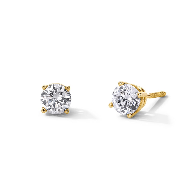 Main Image 1 of Previously Owned - 1 CT. T.W. Lab-Grown Diamond Solitaire Stud Earrings in 14K Gold (F/SI2)