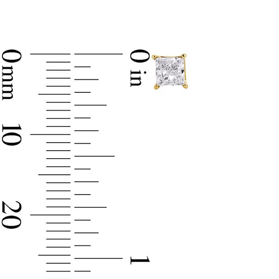 Previously Owned - 1/2 CT. T.w. Princess-Cut Lab-Grown Diamond Solitaire Stud Earrings in 14K Gold (F/Si2)