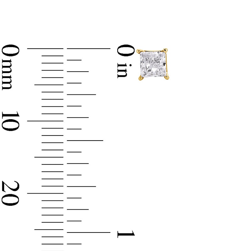 Main Image 3 of Previously Owned - 1/2 CT. T.W. Princess-Cut Lab-Grown Diamond Solitaire Stud Earrings in 14K Gold (F/SI2)