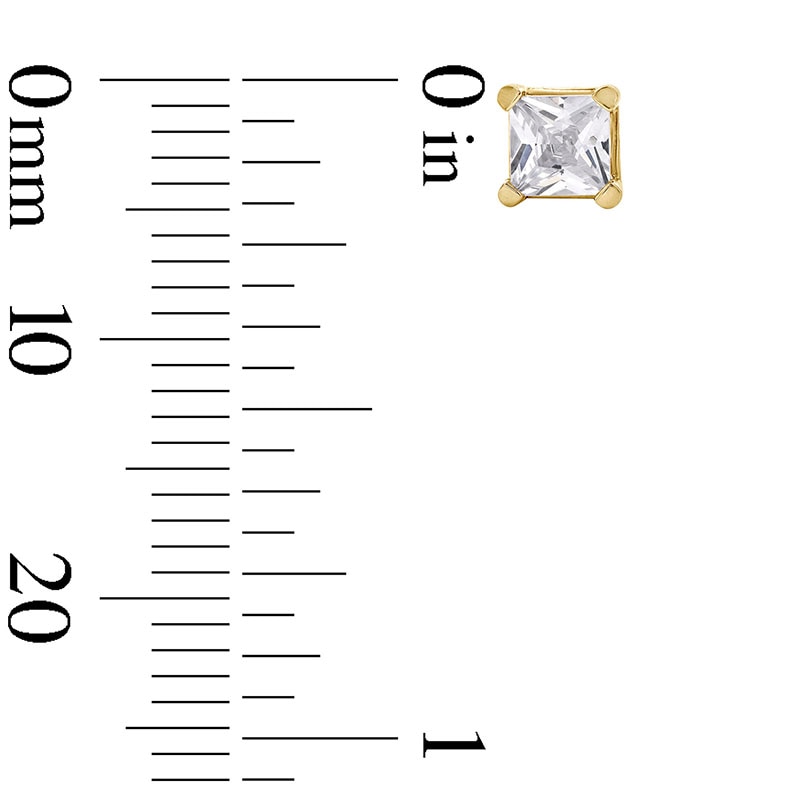 Main Image 3 of Previously Owned - 3/4 CT. T.W. Princess-Cut Lab-Grown Diamond Solitaire Stud Earrings in 14K Gold (F/SI2)
