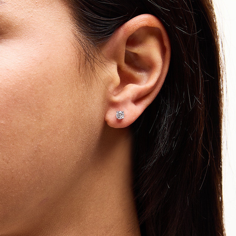 Main Image 2 of Previously Owned - 3/4 CT. T.W. Lab-Grown Diamond Solitaire Stud Earrings in 14K Gold (F/SI2)