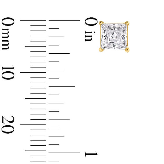 Previously Owned - 1 CT. T.w. Princess-Cut Lab-Grown Diamond Solitaire Stud Earrings in 14K Gold (F/Si2)