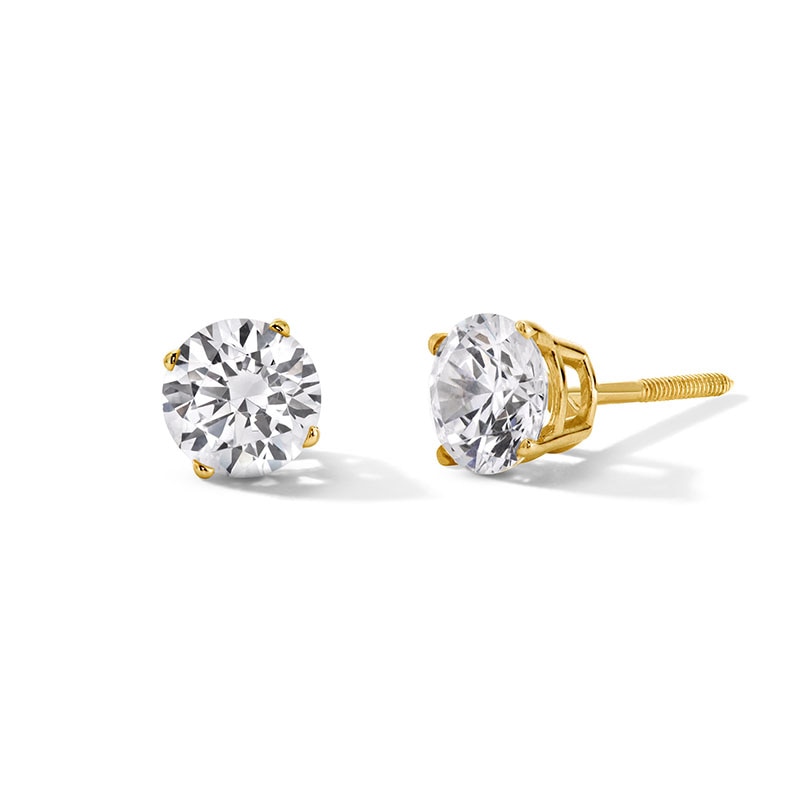Main Image 1 of Previously Owned - 1-1/2 CT. T.W. Lab-Grown Diamond Solitaire Stud Earrings in 14K Gold (F/SI2)