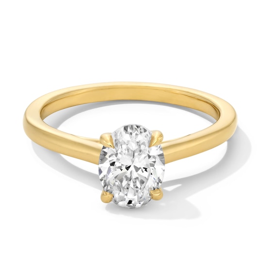 Previously Owned - 1 CT. Oval Lab-Grown Diamond Solitaire Engagement Ring in 14K Gold (F/Vs2)