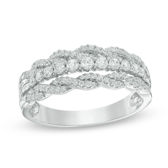 Previously Owned - 1/2 CT. T.w. Diamond Multi-Row Anniversary Band in 10K White Gold