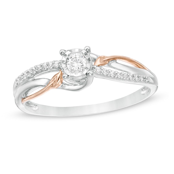 Previously Owned - Cherished Promise Collection™ 1/5 CT. T.w. Diamond Bypass Promise Ring in 10K Two-Tone Gold