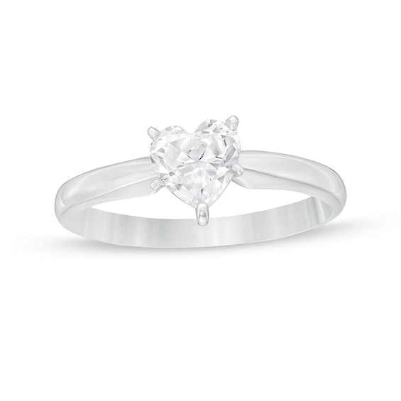 Previously Owned - 1/2 CT. Heart-Shaped Diamond Solitaire Ring in 14K White Gold (I/I2)
