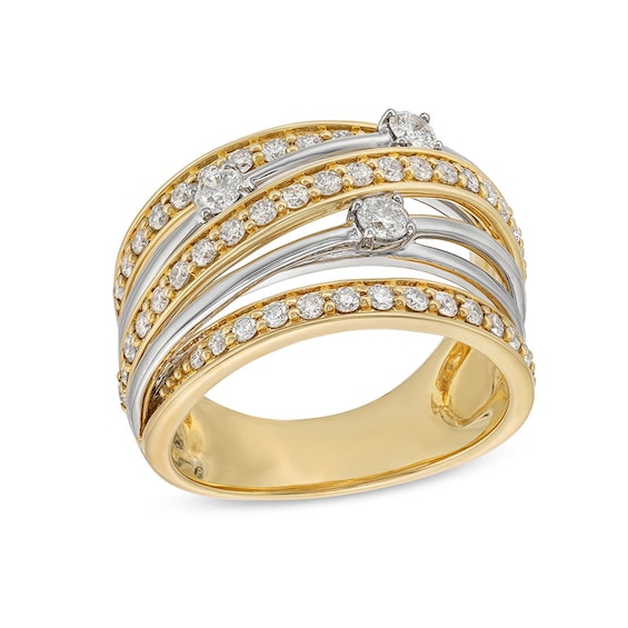 Previously Owned - 1 CT. T.w. Diamond Crossover Fashion Ring in 10K Gold