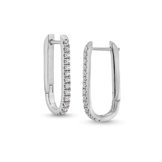 Previously Owned - 1/2 CT. T.w. Diamond U-Hoop Earrings in 10K White Gold
