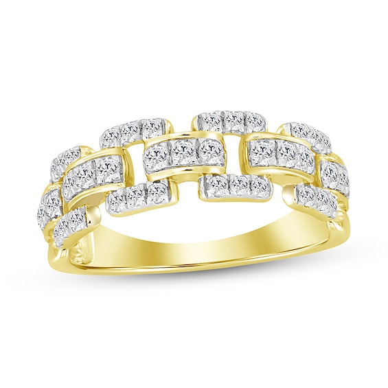 Previously Owned - 1/2 CT. T.w. Diamond Chain Link Ring in 10K Gold