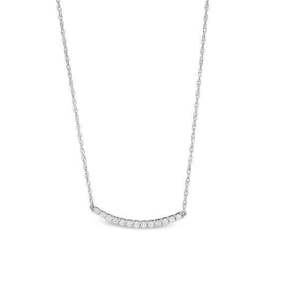 Previously Owned - 1/3 CT. T.w. Diamond Curved Bar Necklace in 10K White Gold