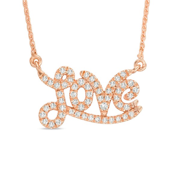 Previously Owned - Vera Wang Love Collection 1/6 CT. T.w. Diamond Mini "Love" Necklace in 14K Rose Gold - 19"