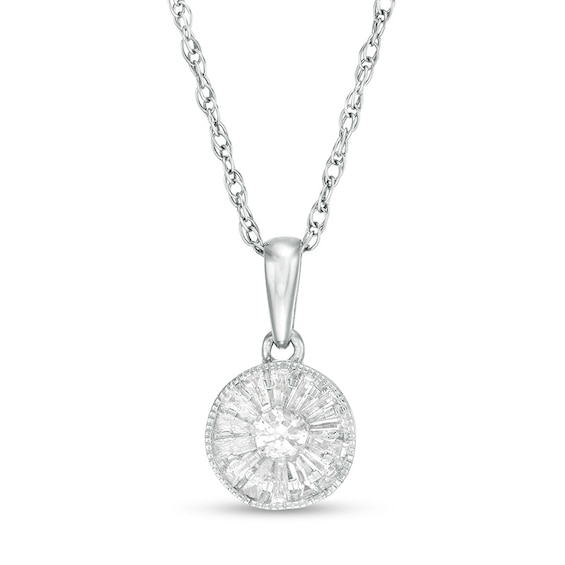 Previously Owned - 1/4 CT. T.w. Diamond Frame Vintage-Style Pendant in 10K White Gold